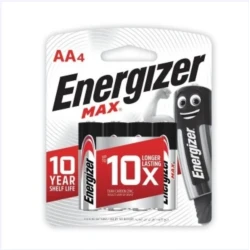 Energizer Max AA Batteries, 1.5V, Pack of 4, Long-Lasting Performance, 10-Year Shelf Life