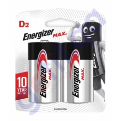 Energizer Max D2 Alkaline Battery, 1.5V, Pack of 2, Long-Lasting Performance, 10-Year Guarantee