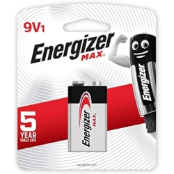 Energizer Max Alkaline 9V Battery, Long-Lasting, 5-Year Shelf Life