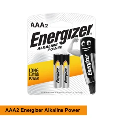 Energizer Power Alkaline AAA Batteries, 1.5V, Pack of 2, Long-Lasting Energy