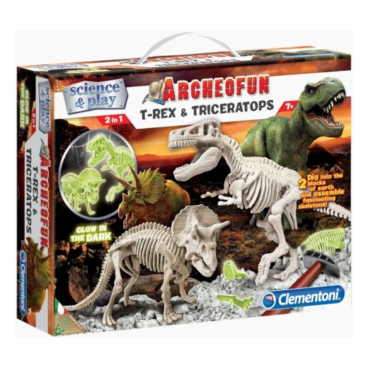 Clementoni Archeo T-Rex & Triceratops Fluo Clementoni Archeo T-Rex & Triceratops Fluo